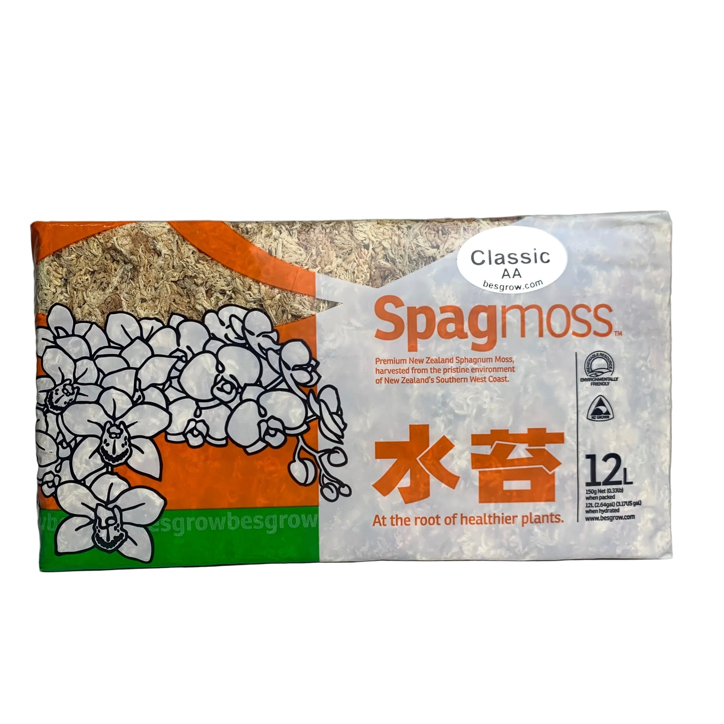 Spagmoss - Besgrow NZ Sphagnum Moss Classic AA 150g / 12L