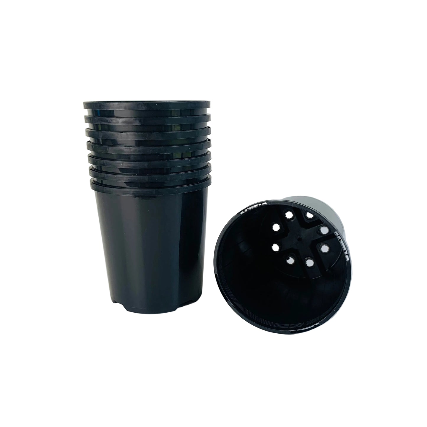 125mm Black Slimline Round Pot - 1L